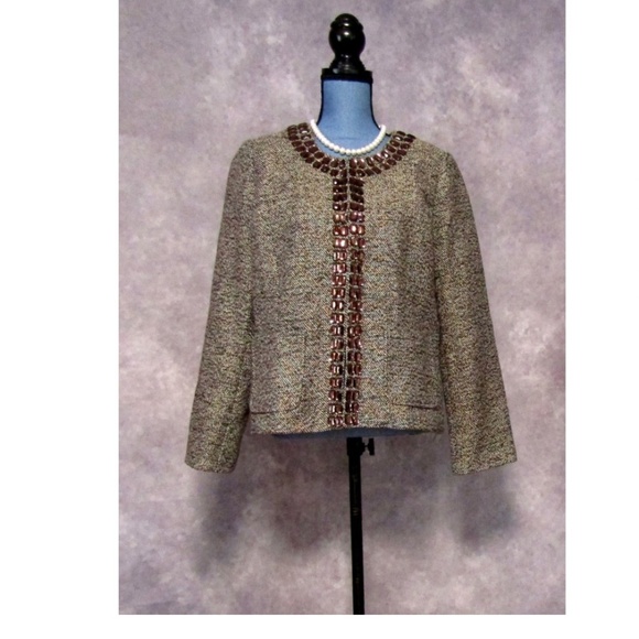 Dana Buchman Jackets & Blazers - Dana Buchman Woven Jeweled Blazer Size 14